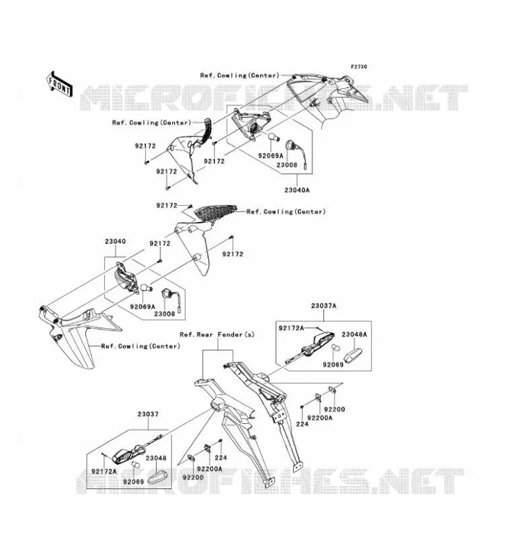 CLIGNOTANTS Kawasaki MOTOS 1000 2010 Z1000 ABS  ZR1000EAF