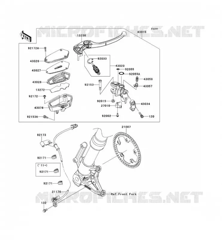 MAITRE CYLINDRE AV Kawasaki MOTOS 1000 2011 Z1000 ABS  ZR1000EBF