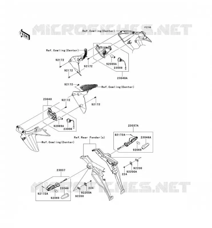CLIGNOTANTS Kawasaki MOTOS 1000 2012 Z1000 ABS  ZR1000ECF