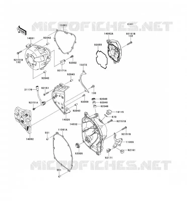 COUVERCLES MOTEUR Kawasaki MOTOS 1000 2012 Z1000 ABS  ZR1000ECF