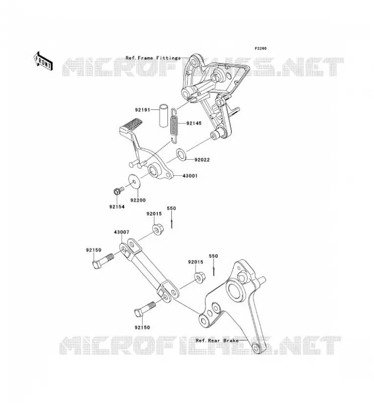 PEDALE DE FREIN Kawasaki MOTOS 1000 2012 Z1000 ABS  ZR1000ECF