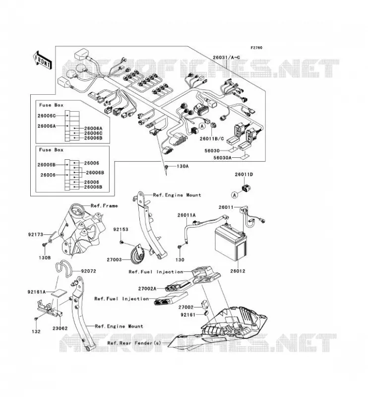 CHASSIS EQUIPMENT ELECTRIQUE Kawasaki MOTOS 1000 2012 Z1000 ABS  ZR1000ECFA