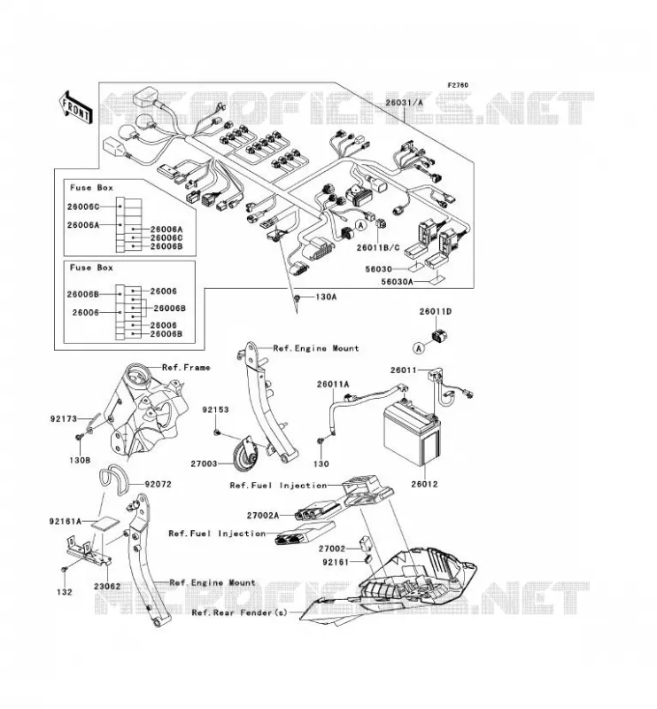 CHASSIS EQUIPMENT ELECTRIQUE Kawasaki MOTOS 1000 2013 Z1000 ABS  ZR1000EDF