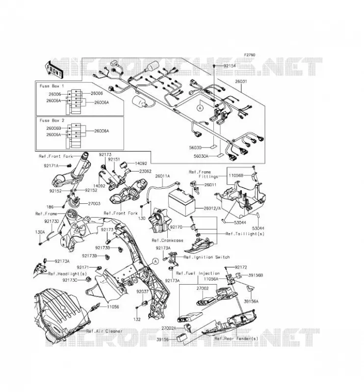 CHASSIS EQUIPMENT ELECTRIQUE Kawasaki MOTOS 1000 2015 Z1000  ZR1000FFF