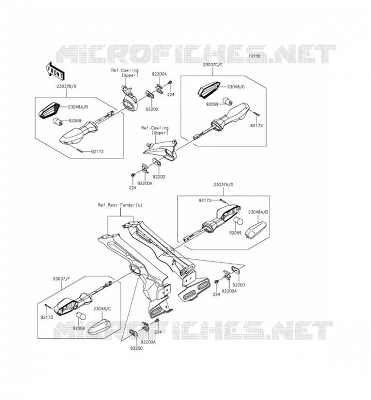 CLIGNOTANTS Kawasaki MOTOS 1000 2014 Z1000 ABS  ZR1000GEF