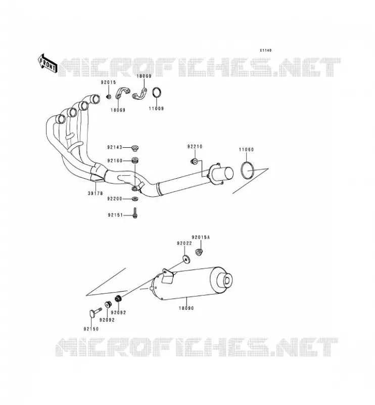 &Eacute;CHAPPEMENT Kawasaki MOTOS 1100 2000 ZRX1100  ZR1100-C4