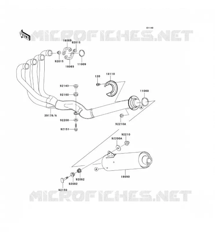 &Eacute;CHAPPEMENT Kawasaki MOTOS 1200 2002 ZRX1200R  ZR1200-A2