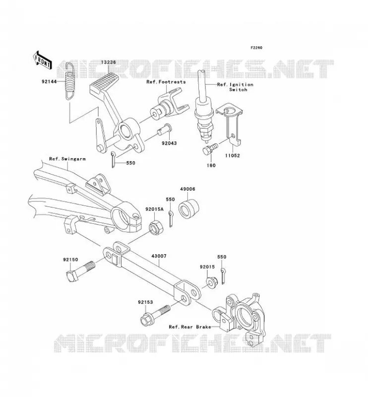 PEDALE DE FREIN Kawasaki MOTOS 1200 2003 ZRX1200R  ZR1200-A3P