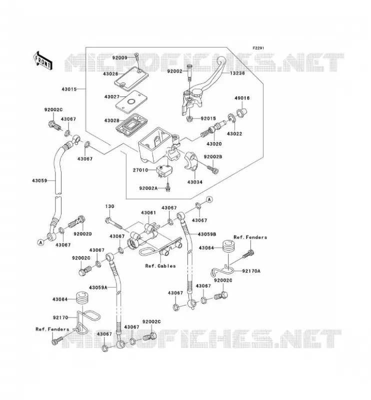 MAITRE CYLINDRE AV Kawasaki MOTOS 1200 2001 ZRX1200S  ZR1200-B1P