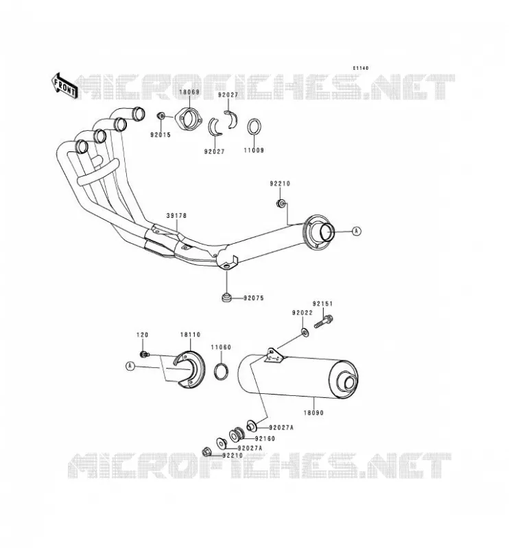 &Eacute;CHAPPEMENT Kawasaki MOTOS 750 1999 ZR-7  ZR750-F1