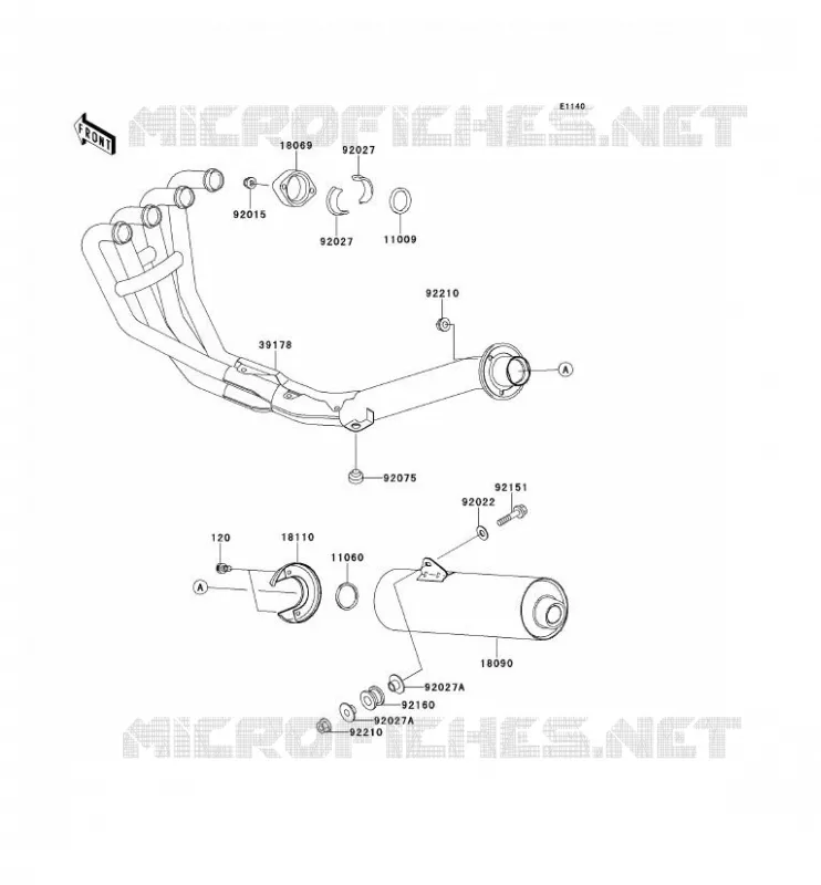 &Eacute;CHAPPEMENT Kawasaki MOTOS 750 2001 ZR-7  ZR750-F3