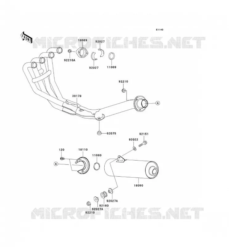 &Eacute;CHAPPEMENT Kawasaki MOTOS 750 2003 ZR-7  ZR750-F5