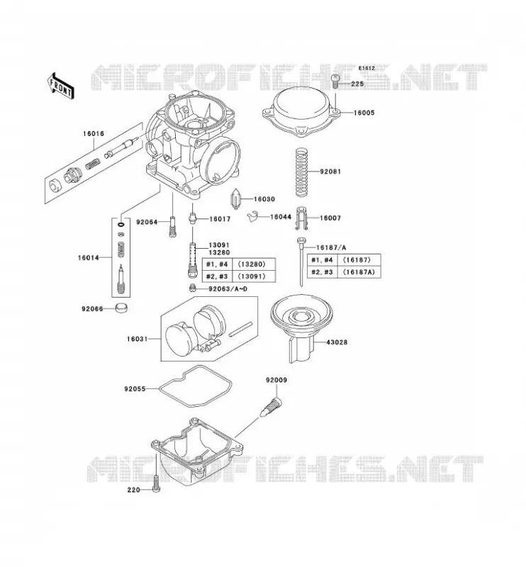 PI&Egrave;CES DE CARBURATEUR Kawasaki MOTOS 750 2002 ZR-7S  ZR750-H2
