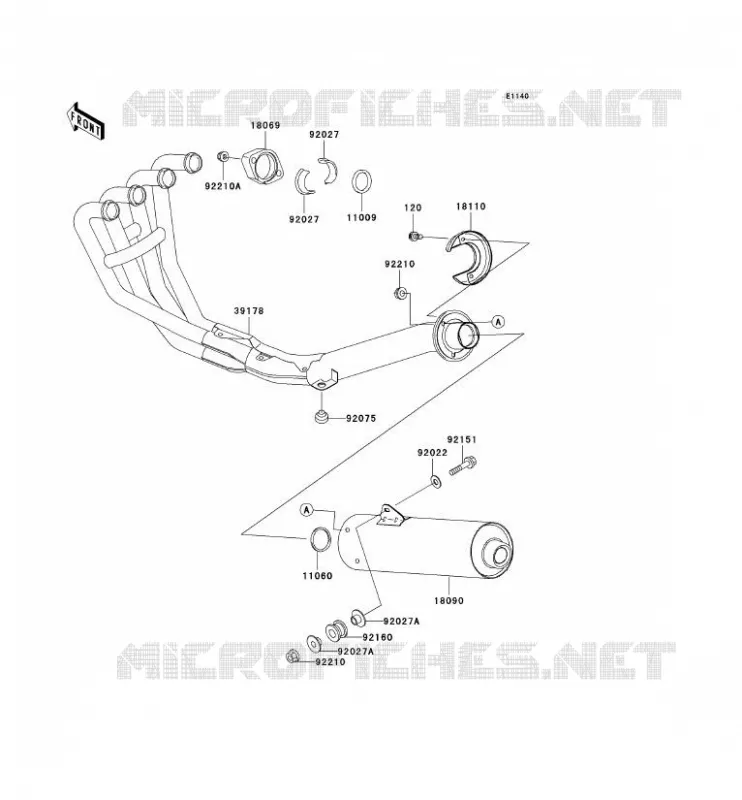 &Eacute;CHAPPEMENT Kawasaki MOTOS 750 2003 ZR-7S  ZR750-H3