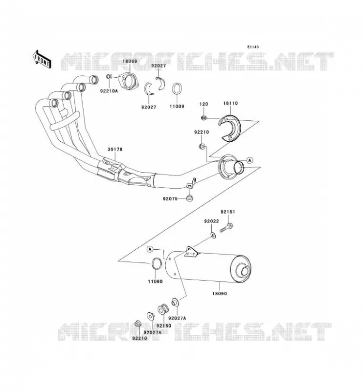 &Eacute;CHAPPEMENT Kawasaki MOTOS 750 2003 ZR-7S  ZR750-H3