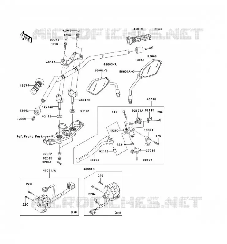 GUIDON Kawasaki MOTOS 750 2010 Z750  ZR750LAS