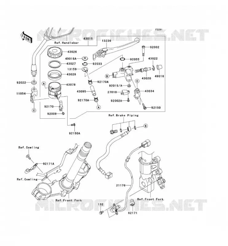 MAITRE CYLINDRE AV Kawasaki MOTOS 750 2007 Z750 ABS  ZR750M7F