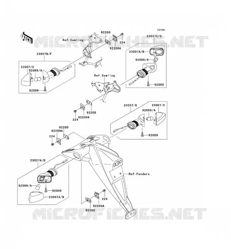CLIGNOTANTS Kawasaki MOTOS 750 2009 Z750 ABS  ZR750M9F