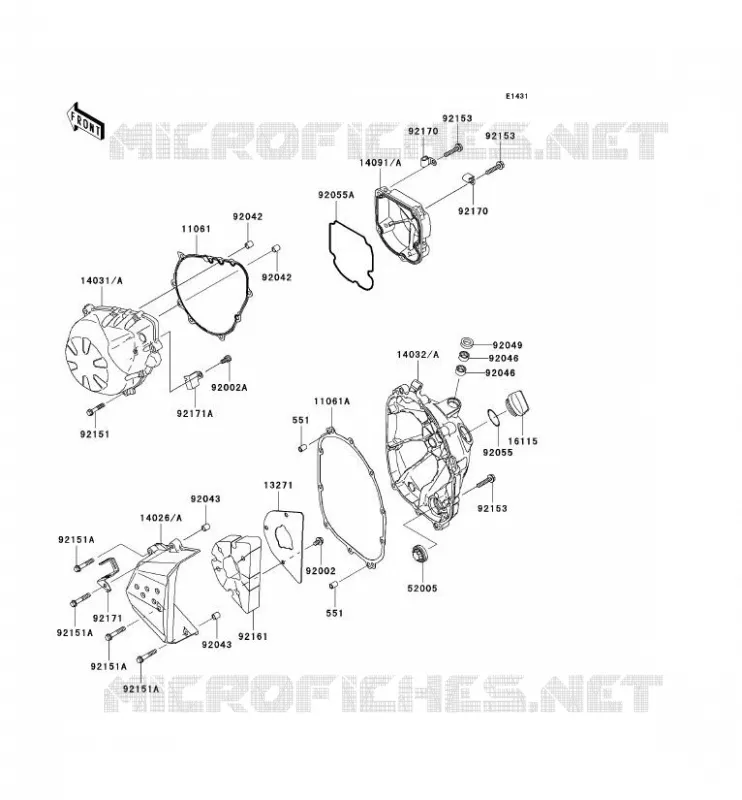 COUVERCLES MOTEUR Kawasaki MOTOS 750 2009 Z750 ABS  ZR750M9F