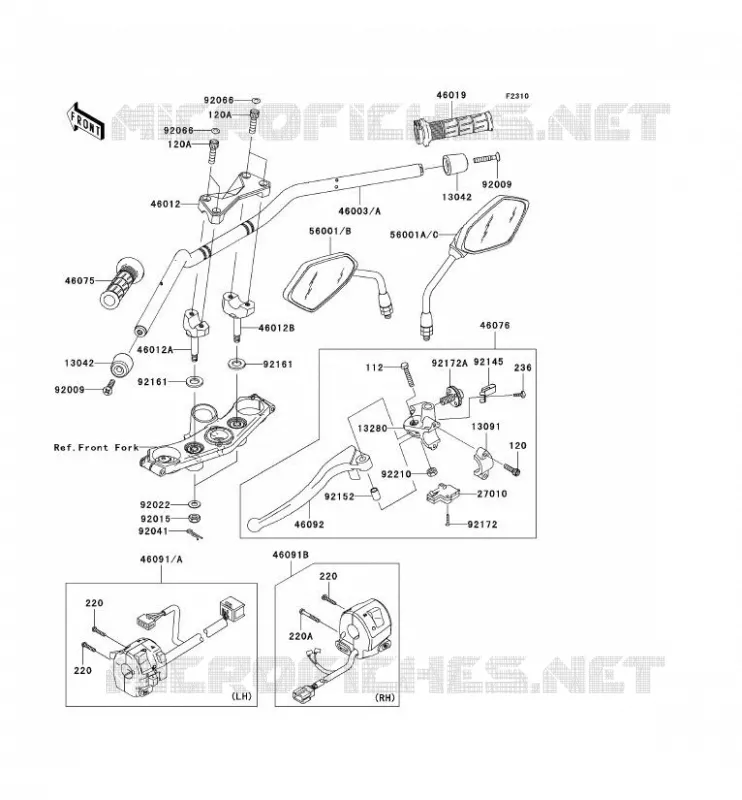 GUIDON Kawasaki MOTOS 750 2010 Z750 ABS  ZR750MAS