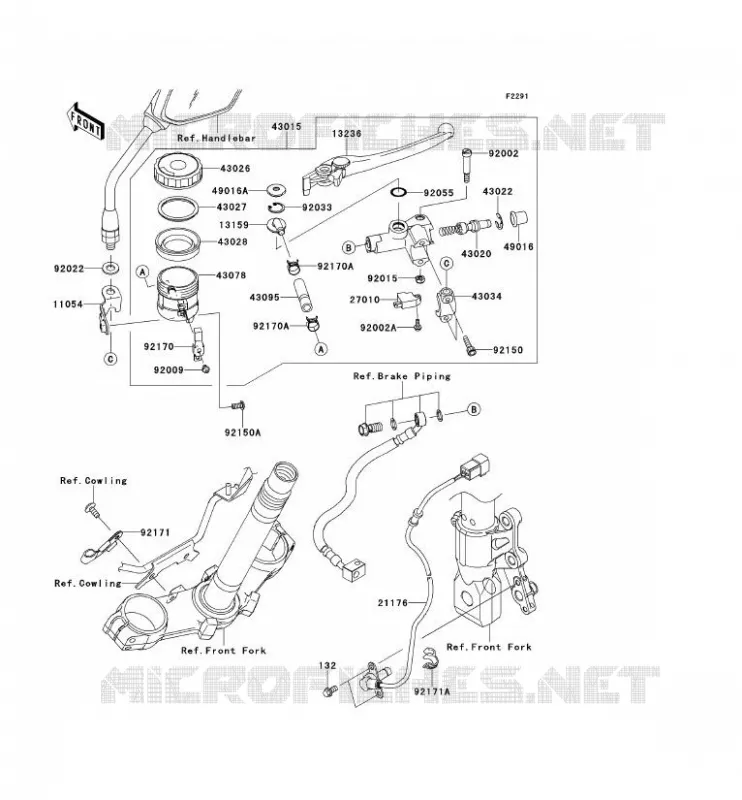 MAITRE CYLINDRE AV Kawasaki MOTOS 750 2012 Z750 ABS  ZR750MCF