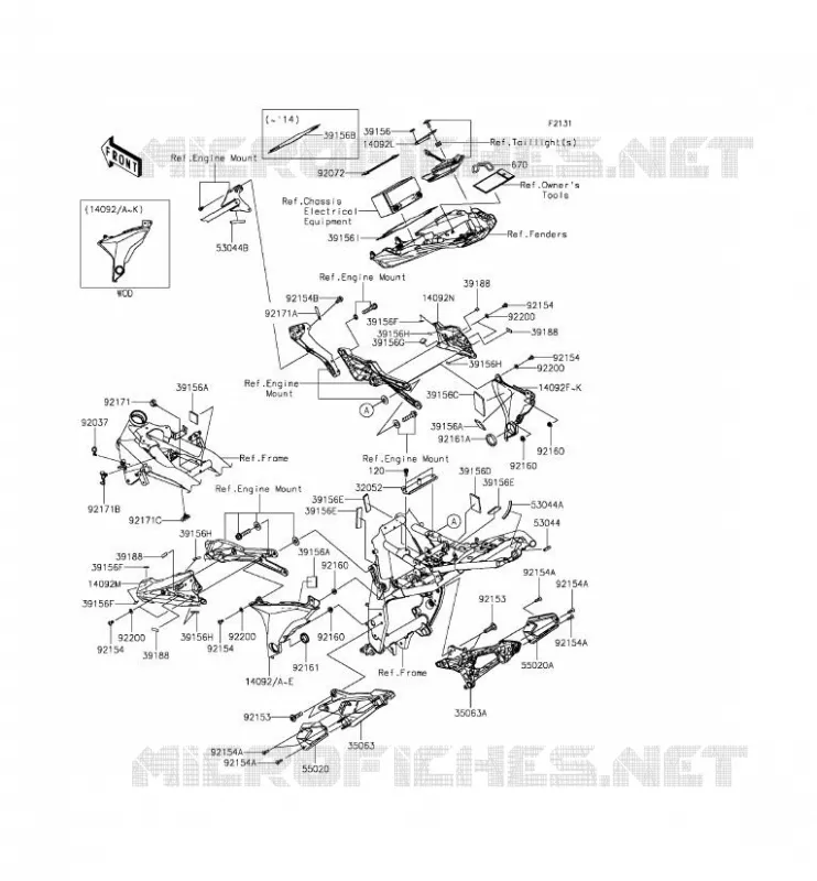 PIECE DE CADRE (COUVERTURE) Kawasaki MOTOS 800 2015 Z800  ZR800AFF