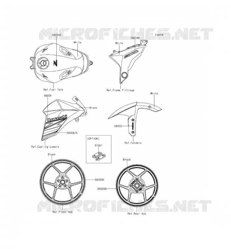 STICKER(WHITE) Kawasaki MOTOS 800 2013 Z800 ABS  ZR800BDS
