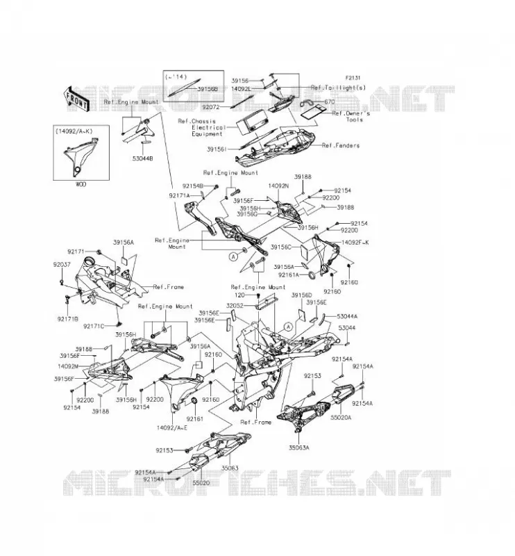 PIECE DE CADRE (COUVERTURE) Kawasaki MOTOS 800 2014 Z800 ABS  ZR800BEF