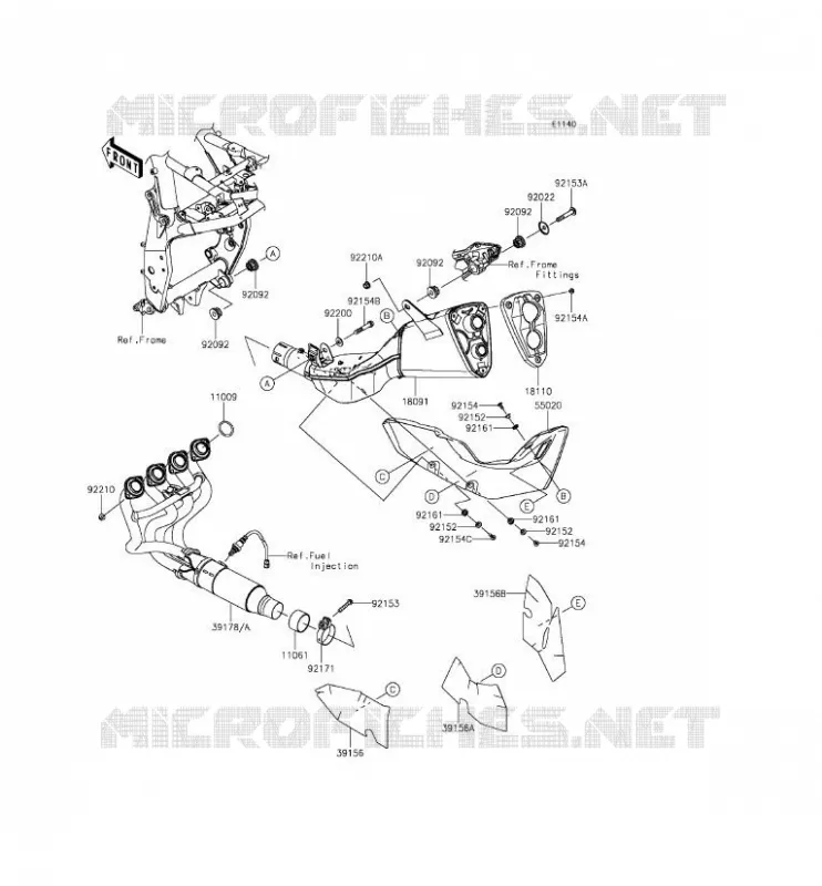 &Eacute;CHAPPEMENT Kawasaki MOTOS 800 2013 Z800  ZR800CDS