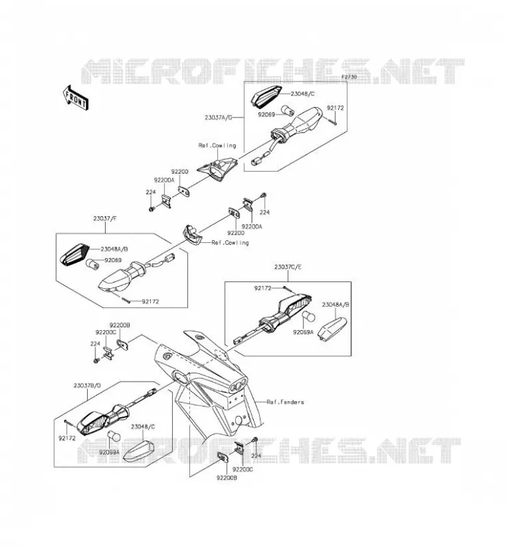 CLIGNOTANTS Kawasaki MOTOS 800 2014 Z800  ZR800CEF
