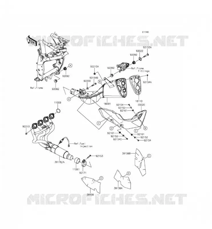 &Eacute;CHAPPEMENT Kawasaki MOTOS 800 2014 Z800  ZR800CEF