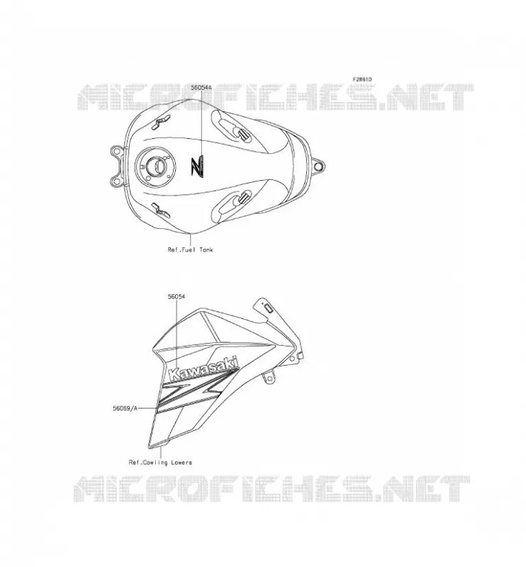 STICKER(WHITE) Kawasaki MOTOS 800 2014 Z800  ZR800CEF