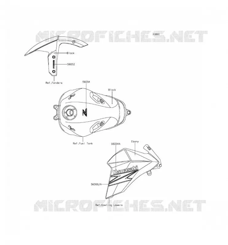 STICKER(EBONY) Kawasaki MOTOS 800 2013 Z800 ABS  ZR800DDS
