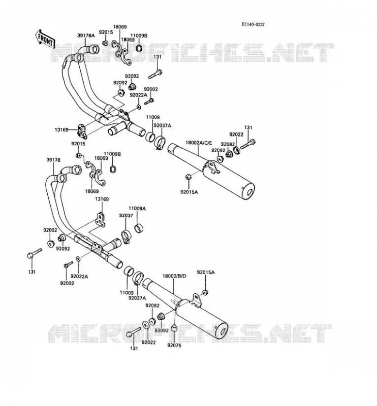 &Eacute;CHAPPEMENT Kawasaki MOTOS 1000 1988 GPZ1000RX  ZX1000-A3