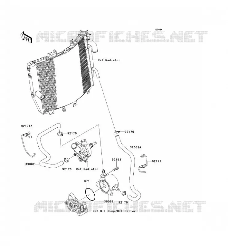 RADIATEUR D'HUILE Kawasaki MOTOS 1000 2004 NINJA ZX-10R  ZX1000-C1