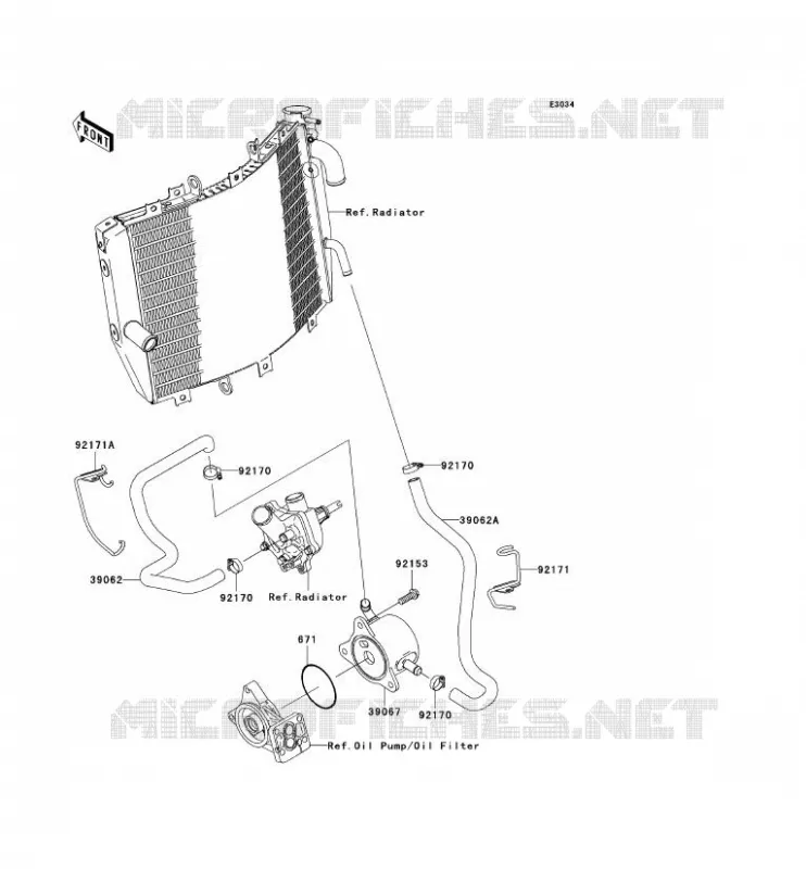 RADIATEUR D'HUILE Kawasaki MOTOS 1000 2004 NINJA ZX-10R  ZX1000-C1