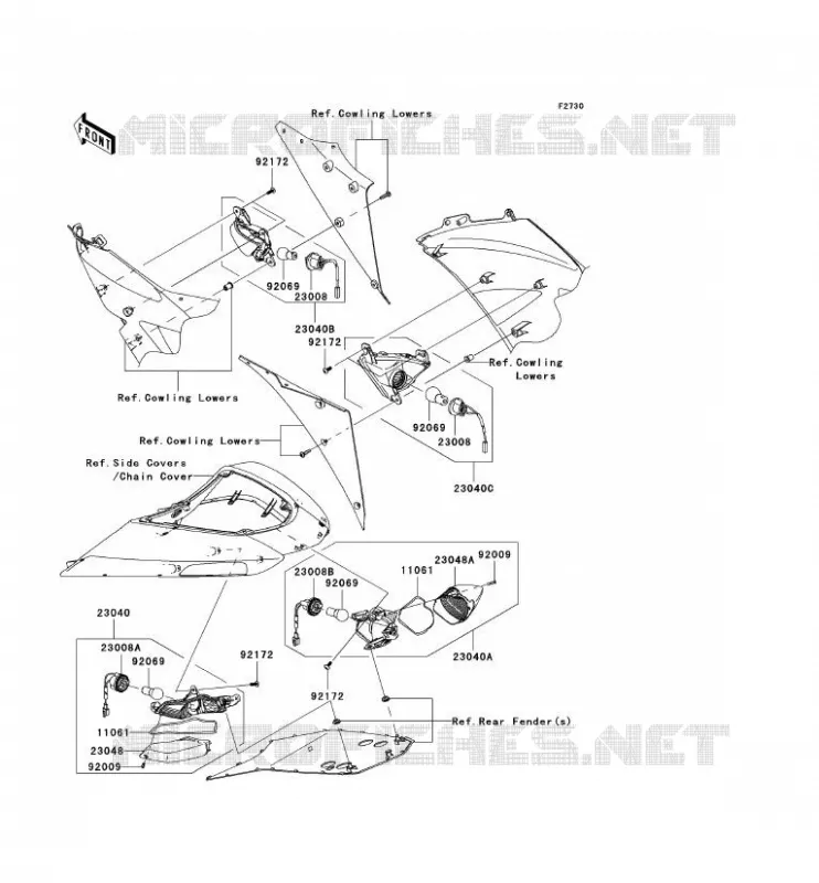 CLIGNOTANTS Kawasaki MOTOS 1000 2006 NINJA ZX-10R  ZX1000D6F