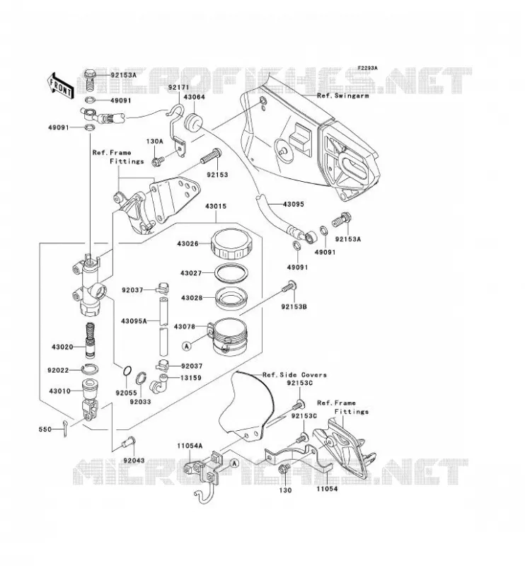 MAITRE CYLINDRE ARRI&Egrave;RE Kawasaki MOTOS 1000 2007 NINJA ZX-10R  ZX1000D7F