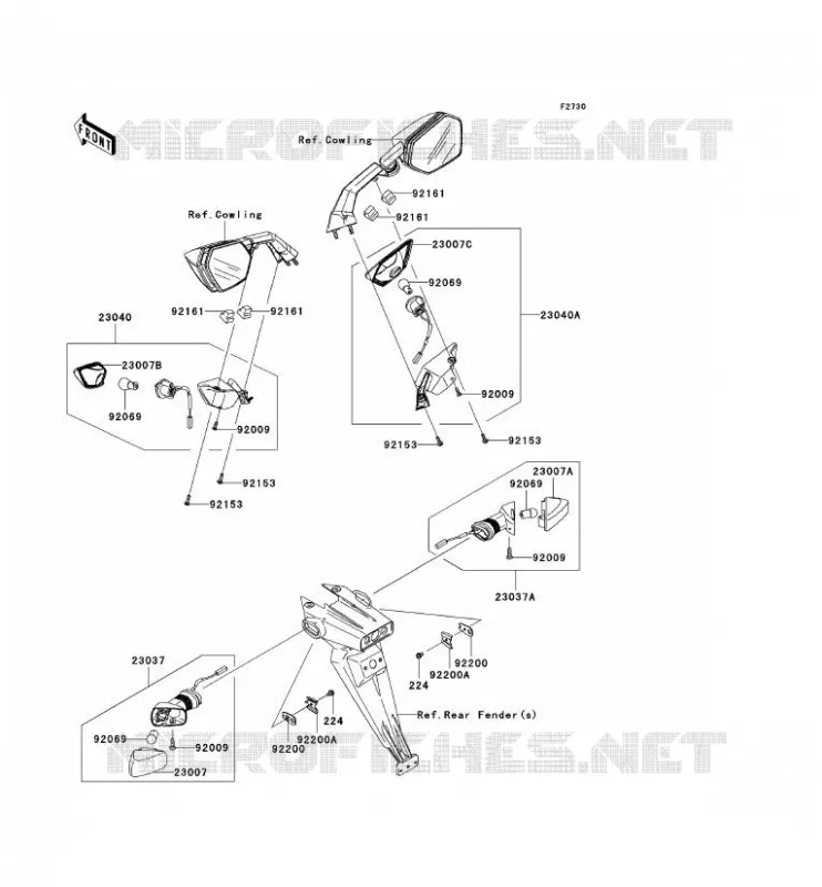 CLIGNOTANTS Kawasaki MOTOS 1000 2009 NINJA ZX-10R  ZX1000E9F