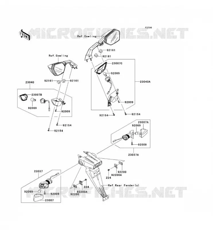 CLIGNOTANTS Kawasaki MOTOS 1000 2010 NINJA ZX-10R  ZX1000FAFA