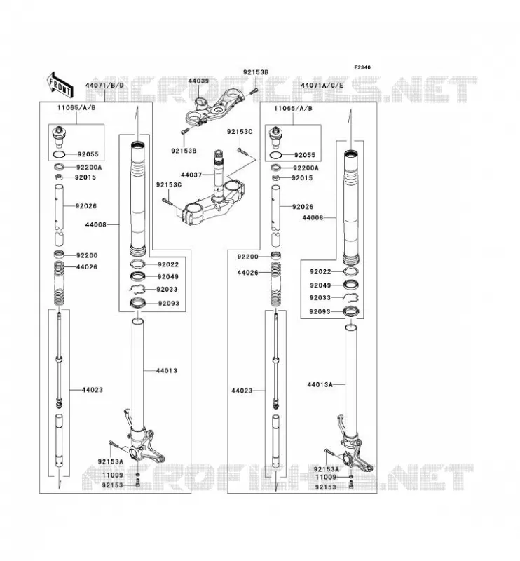 FOURCHE Kawasaki MOTOS 1000 2010 NINJA ZX-10R  ZX1000FAFA