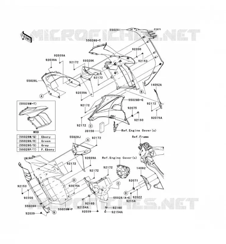 CARENAGE(CENTRALE) Kawasaki MOTOS 1000 2013 Z1000SX  ZX1000GDF