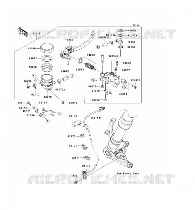 MAITRE CYLINDRE AV Kawasaki MOTOS 1000 2011 Z1000SX ABS  ZX1000HBF