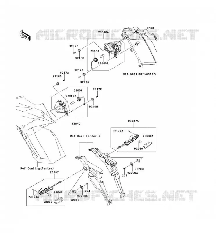 CLIGNOTANTS Kawasaki MOTOS 1000 2011 Z1000SX ABS  ZX1000HBF