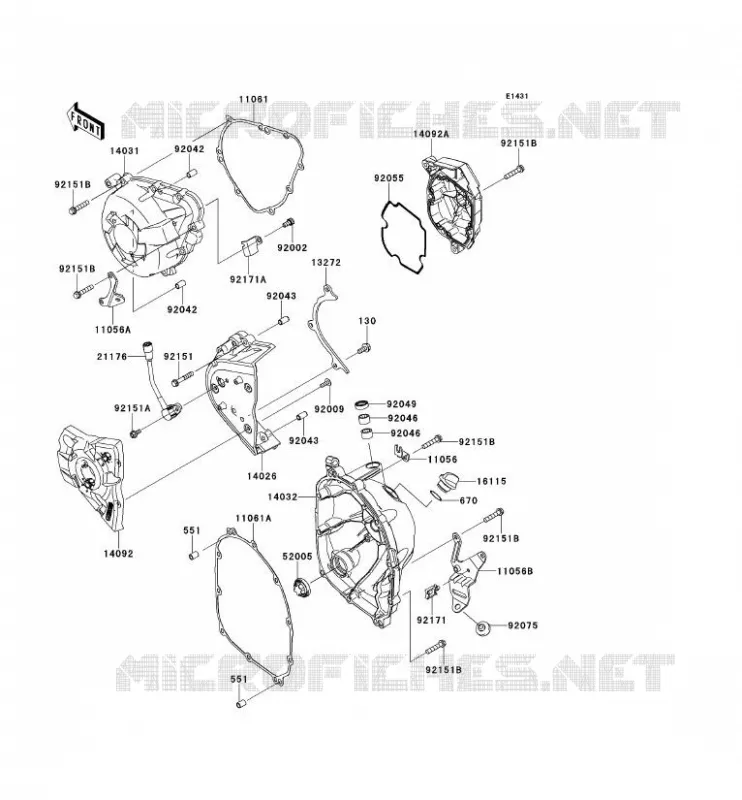 COUVERCLES MOTEUR Kawasaki MOTOS 1000 2011 Z1000SX ABS  ZX1000HBF