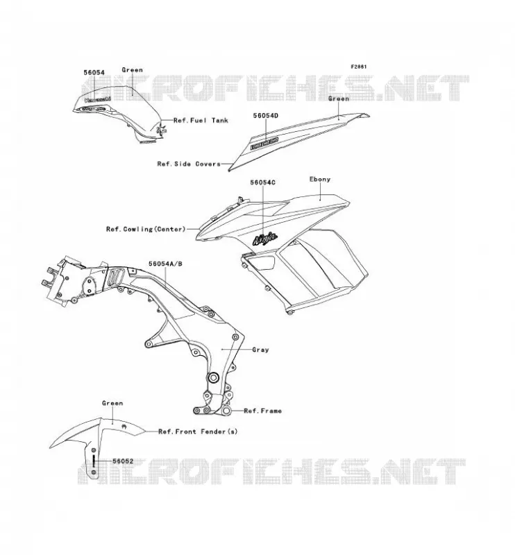STICKER(GREEN) Kawasaki MOTOS 1000 2012 Z1000SX ABS  ZX1000HCF