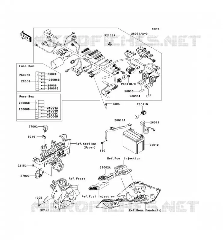 CHASSIS EQUIPMENT ELECTRIQUE Kawasaki MOTOS 1000 2012 Z1000SX ABS  ZX1000HCF