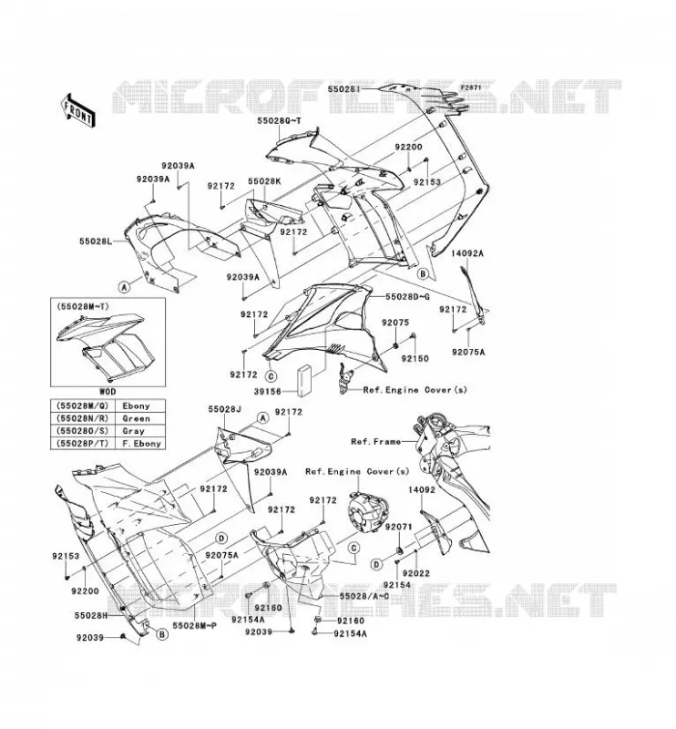 CARENAGE(CENTRALE) Kawasaki MOTOS 1000 2012 Z1000SX ABS  ZX1000HCF