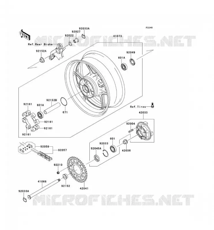ROUE ARRI&Egrave;RE/CHAINE Kawasaki MOTOS 1000 2013 Z1000SX ABS  ZX1000HDF