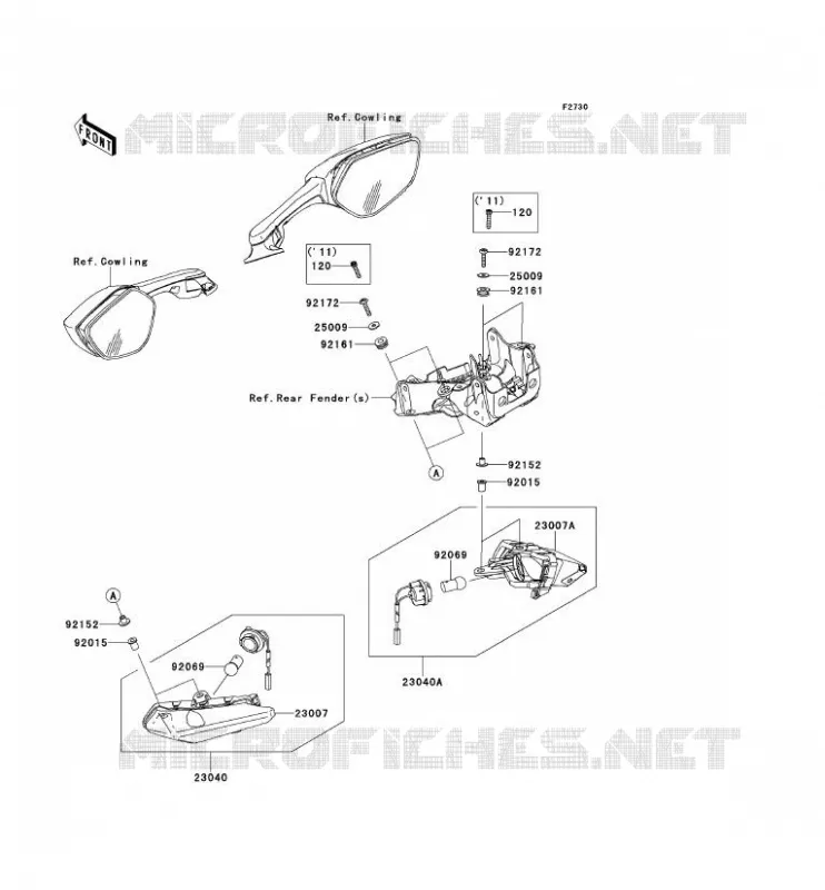 CLIGNOTANTS Kawasaki MOTOS 1000 2012 NINJA ZX-10R  ZX1000JCF